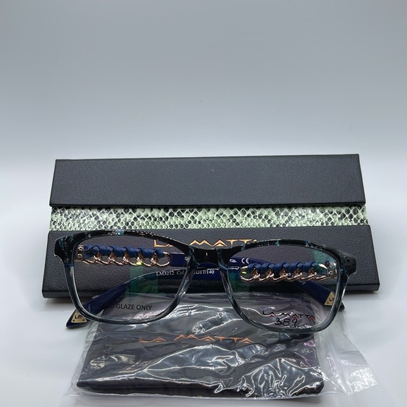 NWOT. La Matta of Italy Optical frames. Navy blue frames with leather wrapped - Picture 6 of 6
